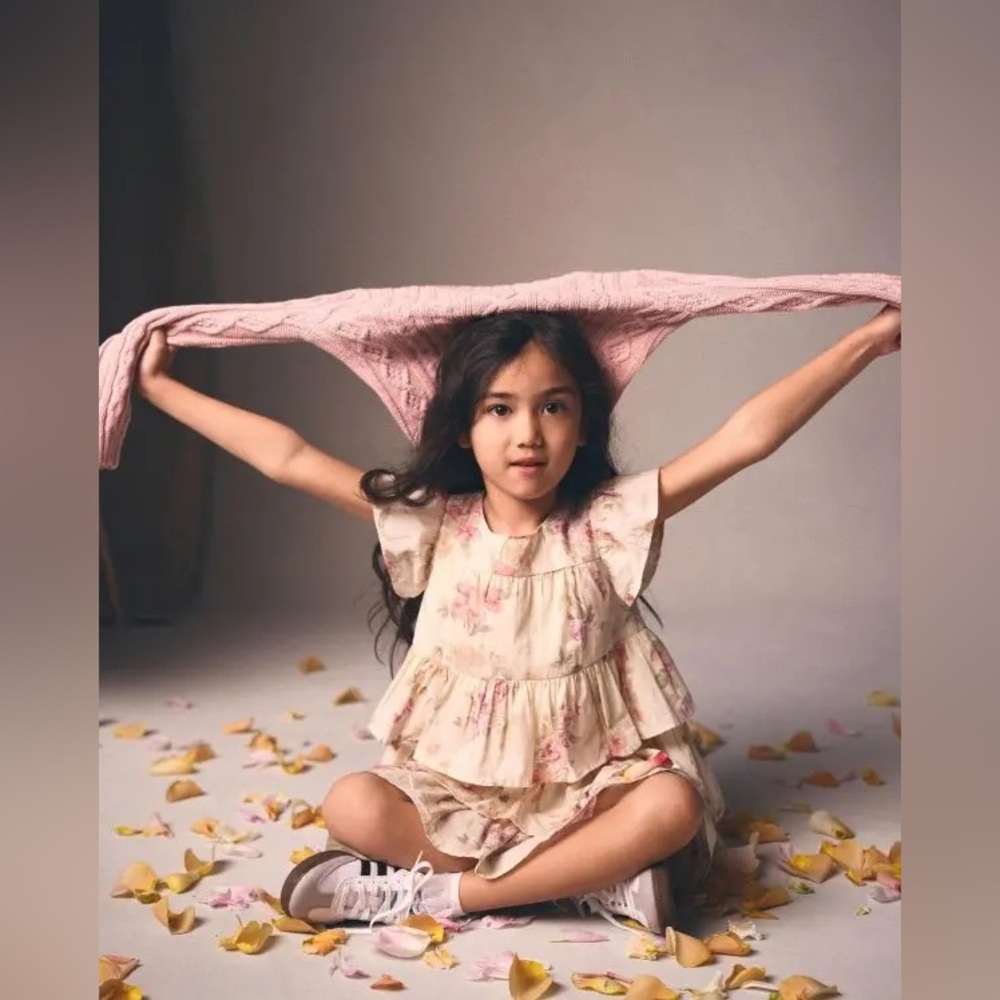 GAP x LoveShackFancy Toddler Tiered Floral Dress cream pink purple girl 3T